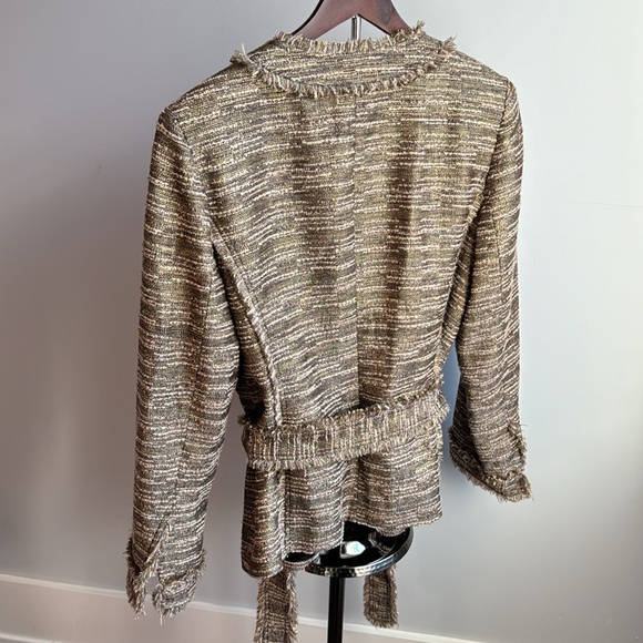 Ellen Tracy Brown Tweed Wool Blend Jacket With Metallic Threading, Size 14, NWOT - Picture 4 of 6